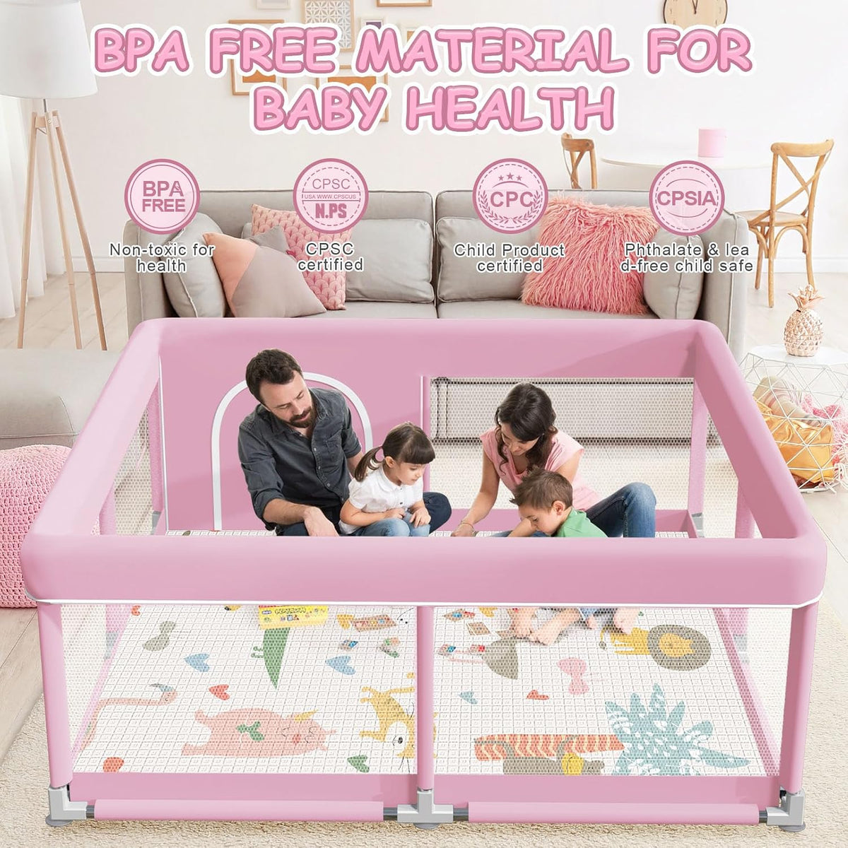 XVISHX Corralito para bebés con paspartú, 50 x 50 pulgadas, corrali...