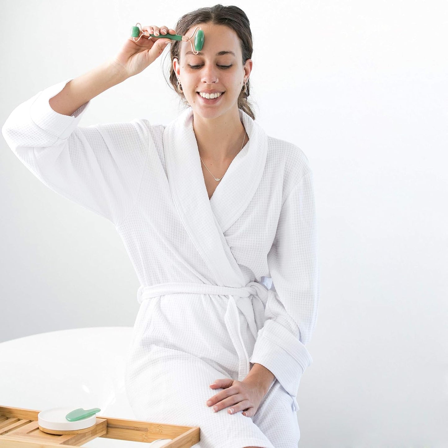 WITTY Juego de rodillo facial de jade y Gua Sha en caja de regalo d...