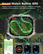Relojes inteligentes militares para hombres, Smartwatch FitnessTrac...
