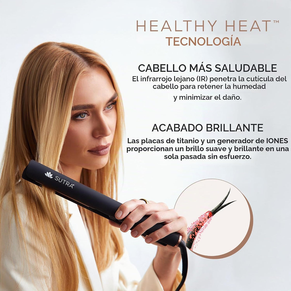 Sutra Plancha plana profesional IR2 \u2013 Plancha de pelo infrarro...