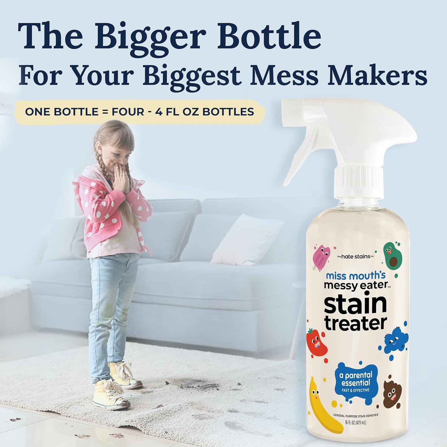 Miss Mouth's Messy Eater - Tratamiento de manchas - Spray de 16 oz y bolsa de repuesto de 16 oz
