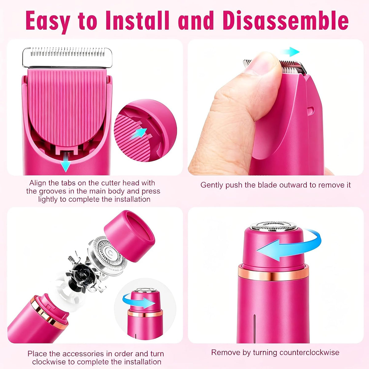 Afeitadora eléctrica impermeable 2 en 1 para mujer, color rosa fram...