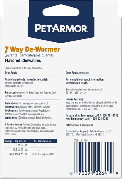 PetArmor Desparasitante de 7 vías para perros, tratamiento oral par...