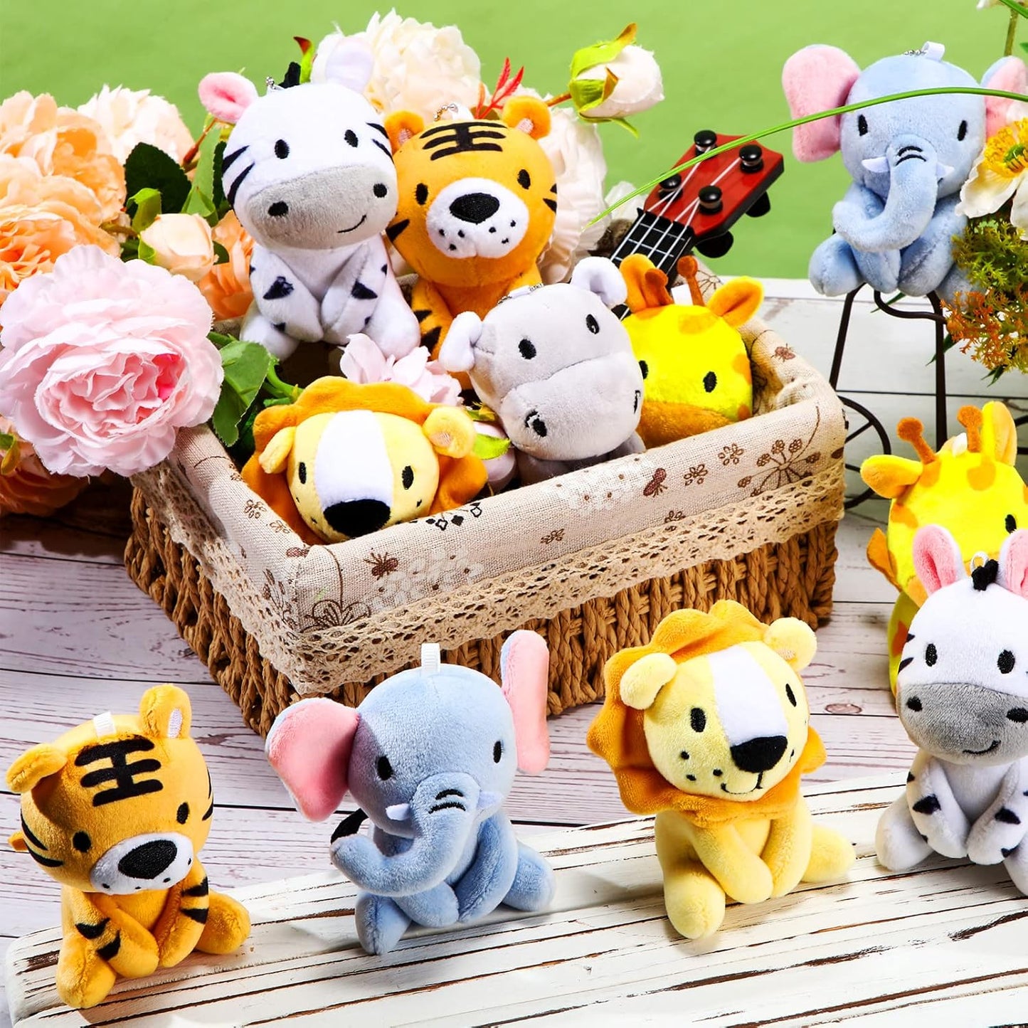 Suilung 12 Piezas Mini Animales de Peluche de Safari a Granel de 4&...