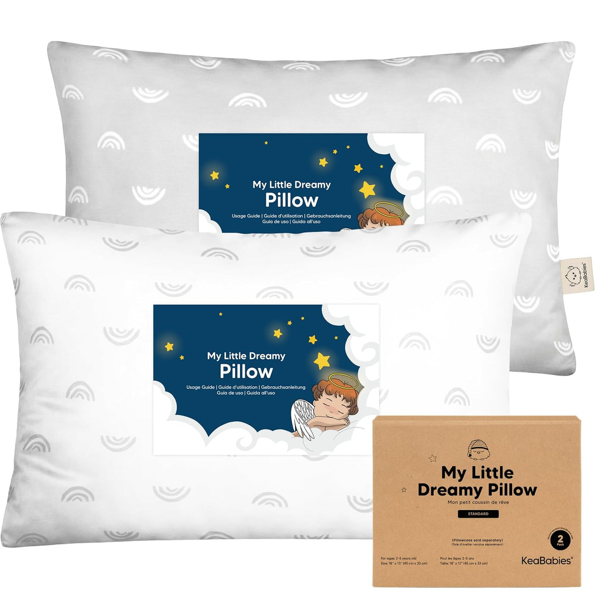 Paquete de 2 almohadas para niños de 2 años a 5,13 x 18 pulgadas (a...