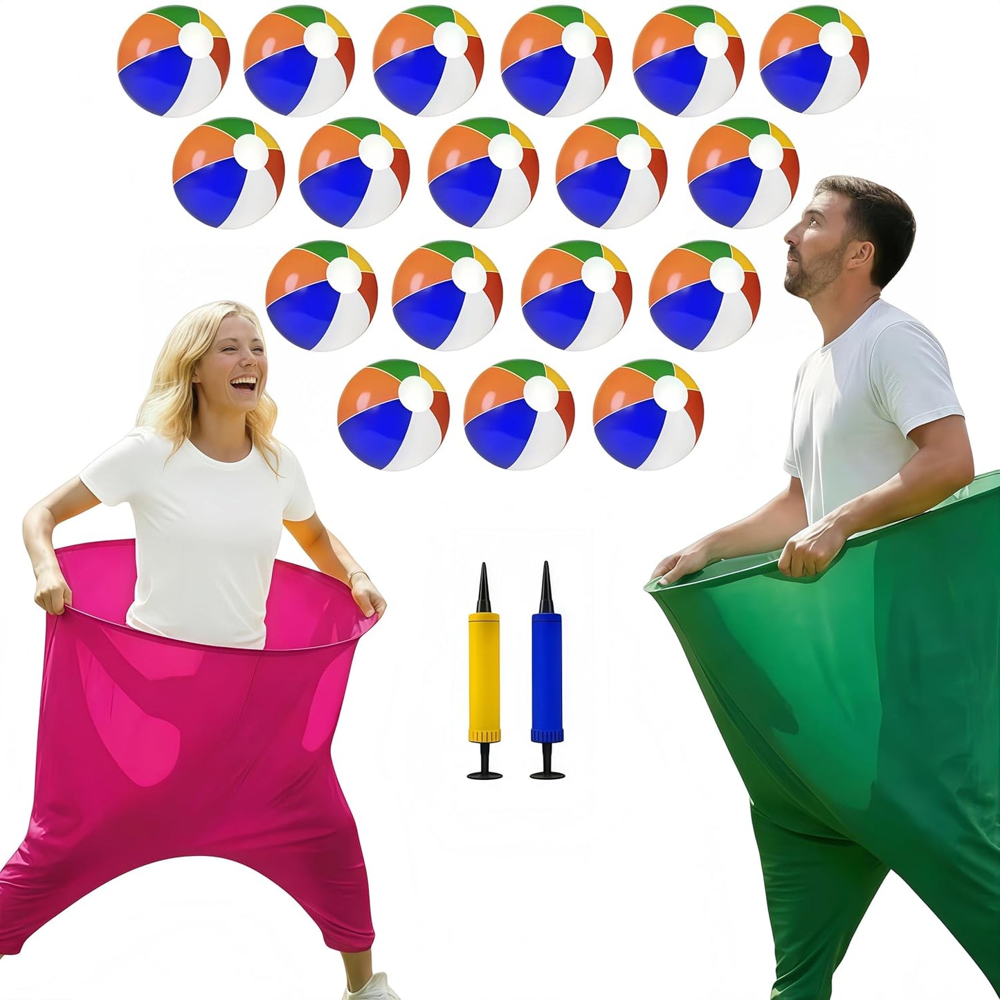 Juego de 22 piezas de pantalones de abuela para patio, juegos de Pascua, divertido juego de lanzamiento para adultos, incluye 2 bragas gigantes, 18 bolas inflables y 2 bombas, perfecto para formar