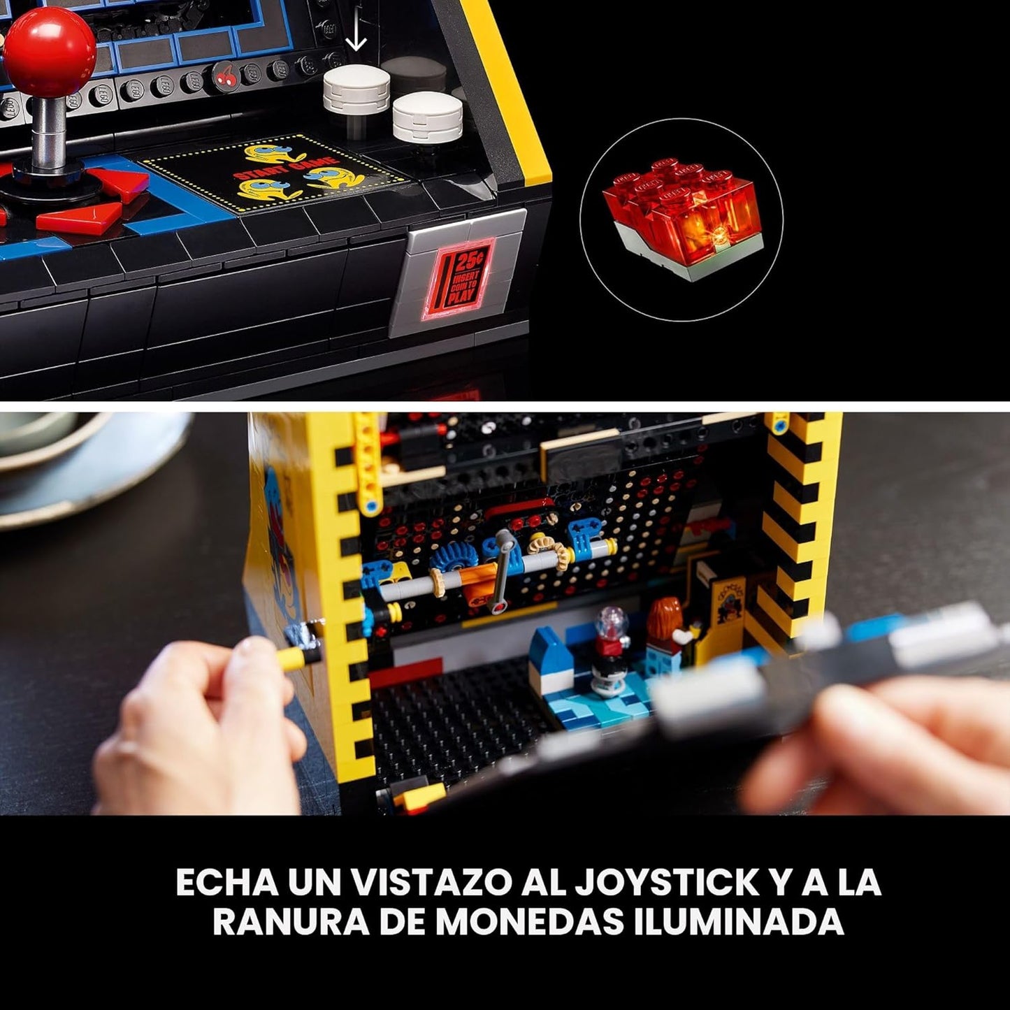 LEGO Icons PAC-Man Juegos de Construcción Arcade para Adultos - Decoración Coleccionable para Oficina, Estantería o Dormitorio - Regalos para Navidad, Hombres y Mujeres - Con Mango Móvil para Recrear
