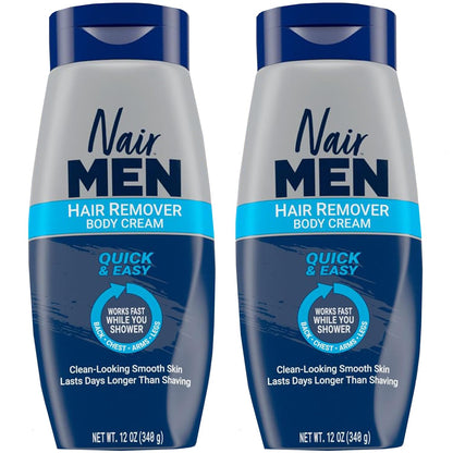 Nair Crema corporal depilatoria para hombres, 12 onzas (paquete de 2)