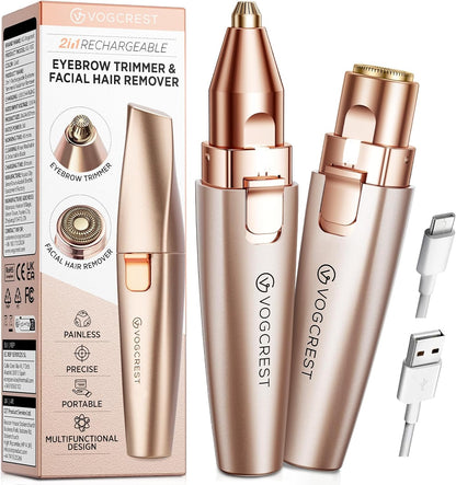 VG VOGCREST Recortador de Cejas y Facial: 2 en 1 Recargable para De...