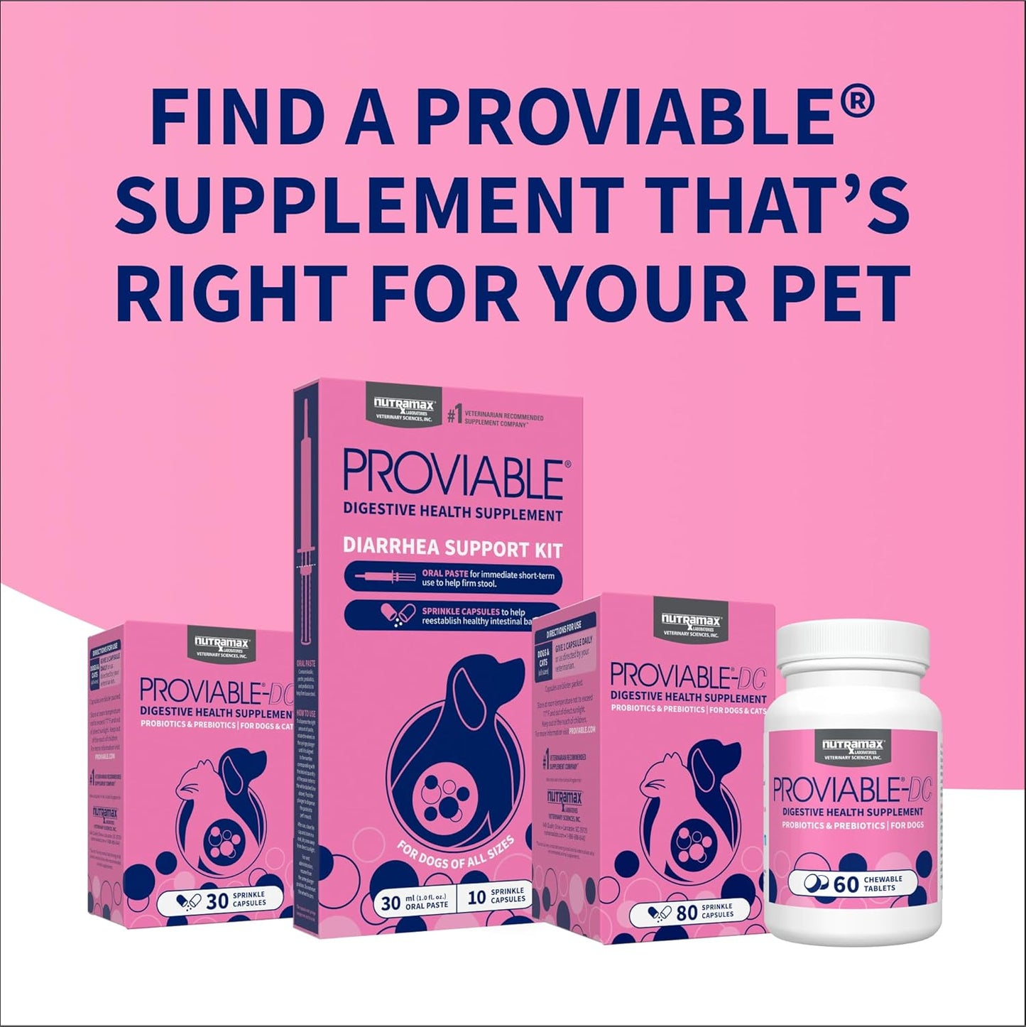 Nutramax Proviable Probióticos para Perros y Gatos, Suplemento Diar...