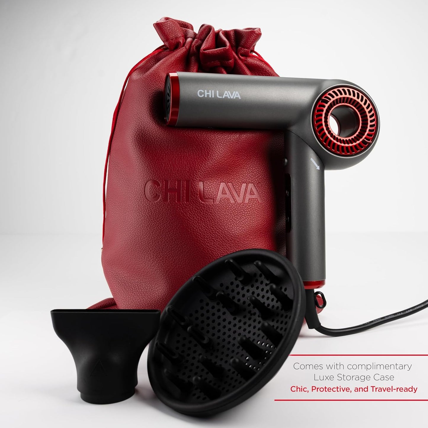 CHI Secador de pelo con motor sin escobillas de lava, diseño plegable, secado más rápido, silencioso, reduce el encrespamiento y mejora el brillo, ajustes de calor y velocidad personalizables