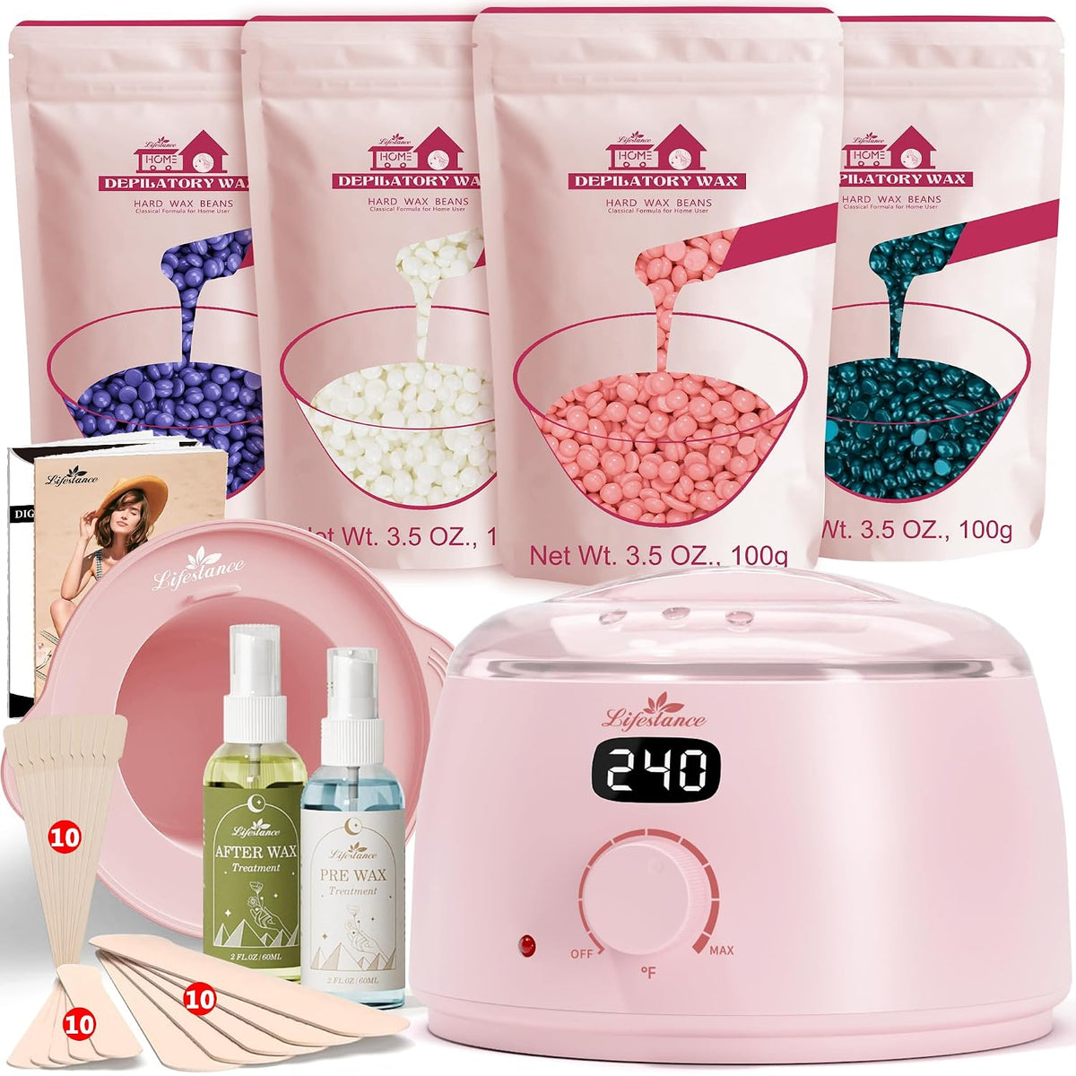 Lifestance - Kit de depilación para mujeres y hombres, calentador d...