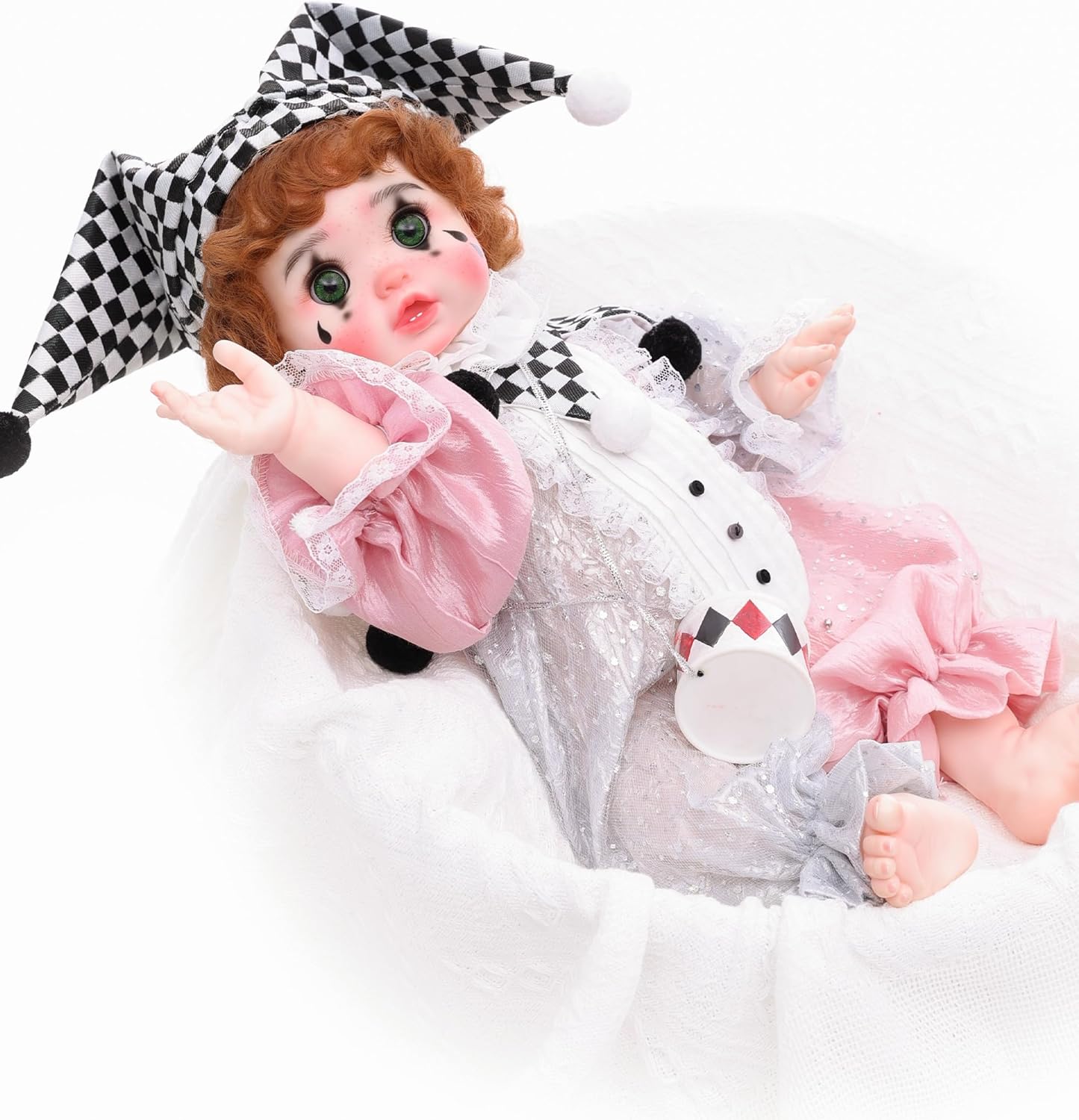 Cloveray Harlequin - Muñecas Reborn de niña pequeña payaso Arlequín...