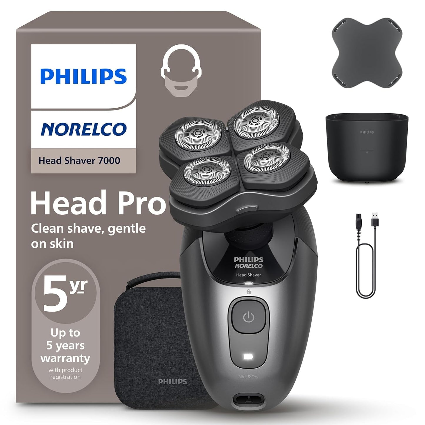 Philips Norelco Head Shaver Pro 7000 Series - Afeitadora de cabeza...