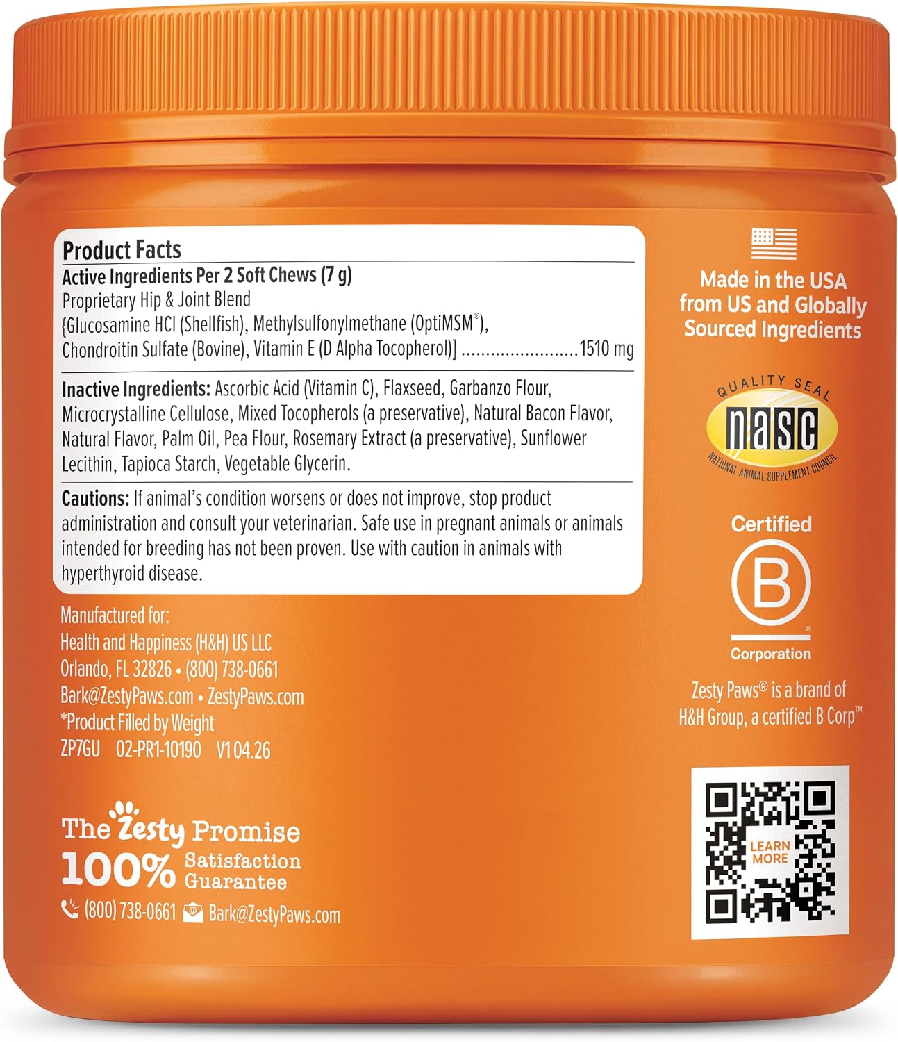 Zesty Paws Mobility Bites Suplemento para articulaciones de perro,...