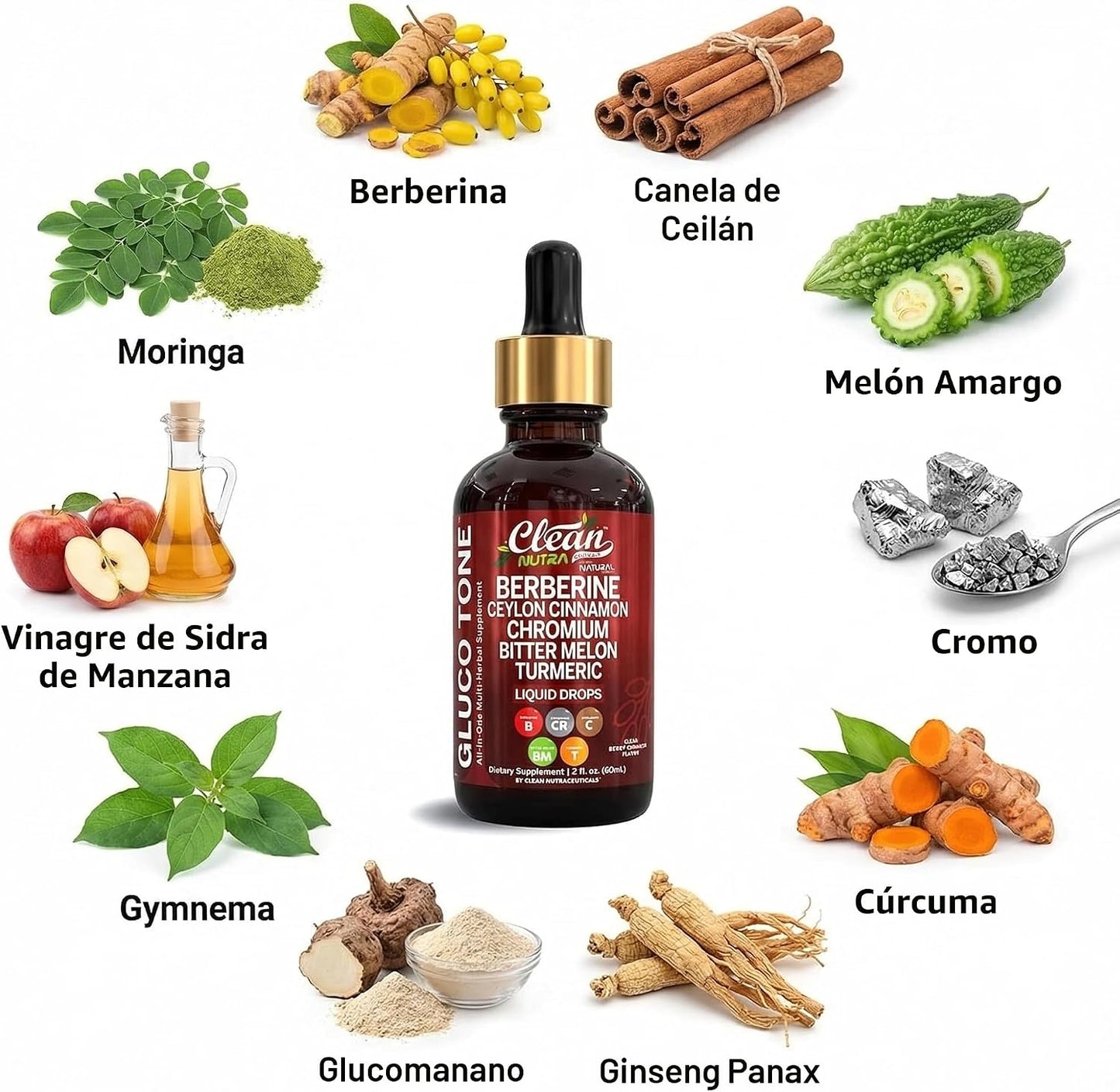 Clean Nutra Berberine con suplemento de canela de Ceilán gotas líqu...