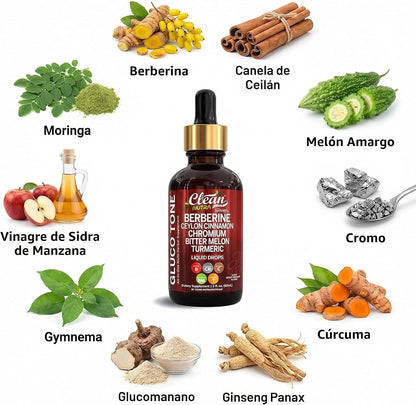 Clean Nutra Berberine con suplemento de canela de Ceilán gotas líqu...