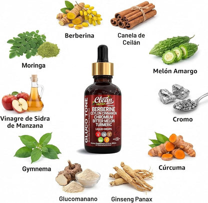 Clean Nutra Berberine con suplemento de canela de Ceilán gotas líqu...