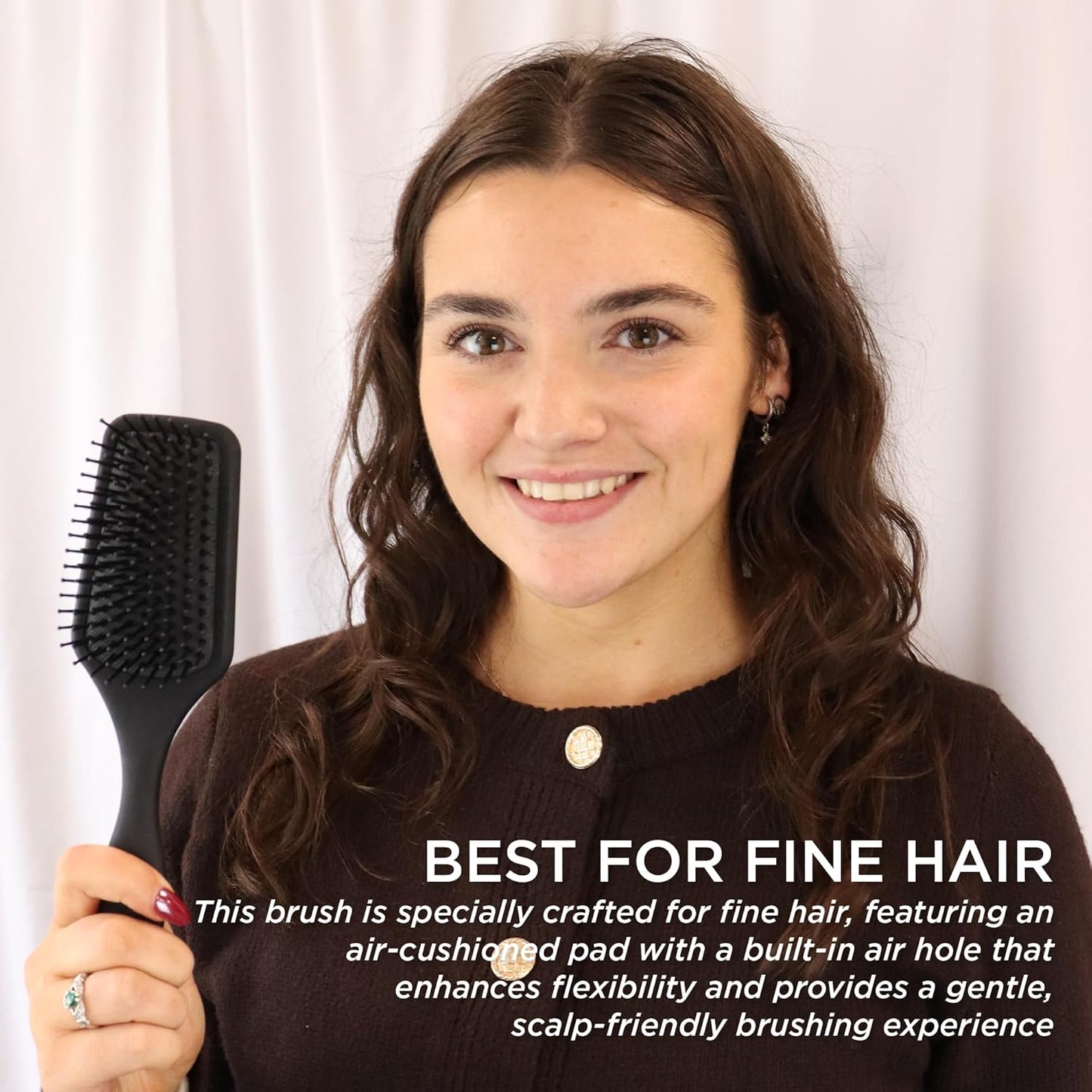 Denman Mini cepillo de pelo con cojín de paleta para secar con soplado, desenredar y viajar sobre la marcha, estilo cómodo, alisado y alisado, para mujeres y hombres, D84