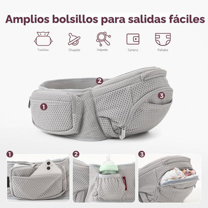 Momcozy Portabebés con asiento de cadera, transporte orientado haci...