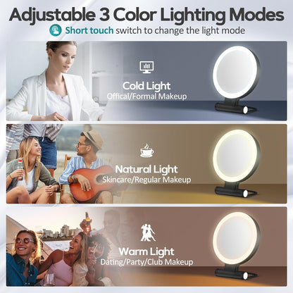 B Beauty Planet Espejo de aumento con luz 30X, espejo de maquillaje...