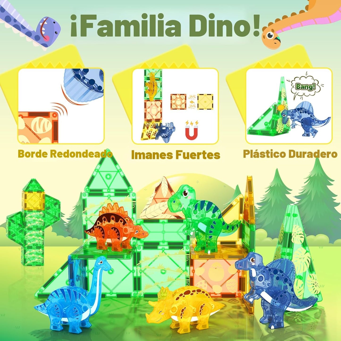 Coodoo Juguetes de Dinosaurio Fichas Magnéticas 3D Dinosaurios Móvi...