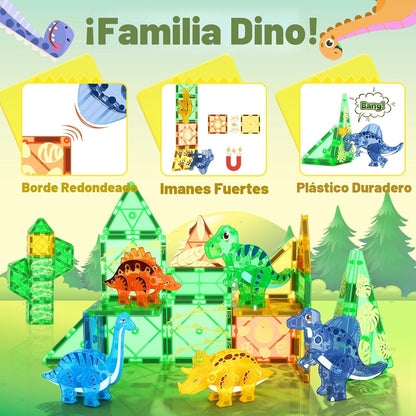 Coodoo Juguetes de Dinosaurio Fichas Magnéticas 3D Dinosaurios Móvi...