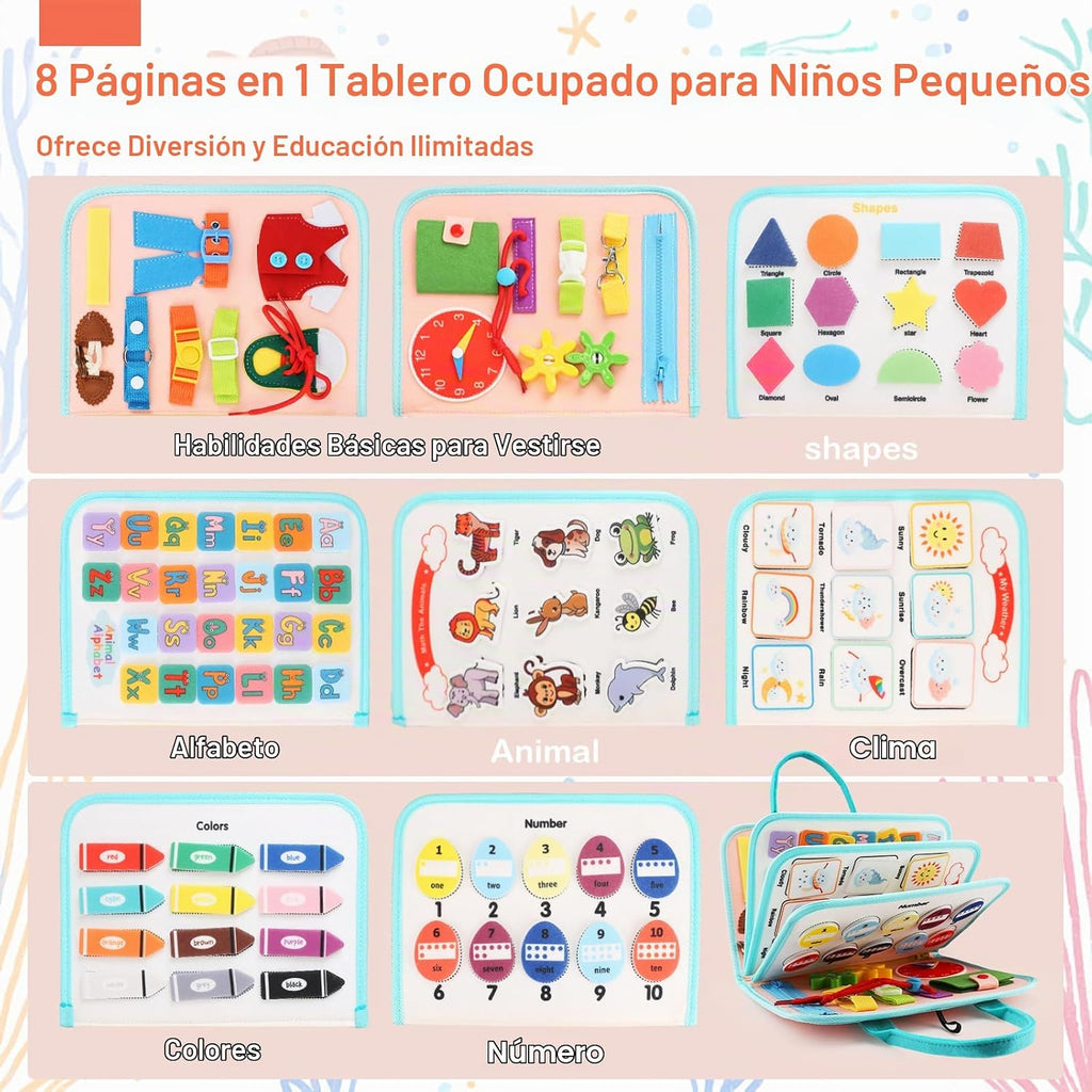 Teefrye Juguetes Montessori de tablero ocupado para niños pequeños...
