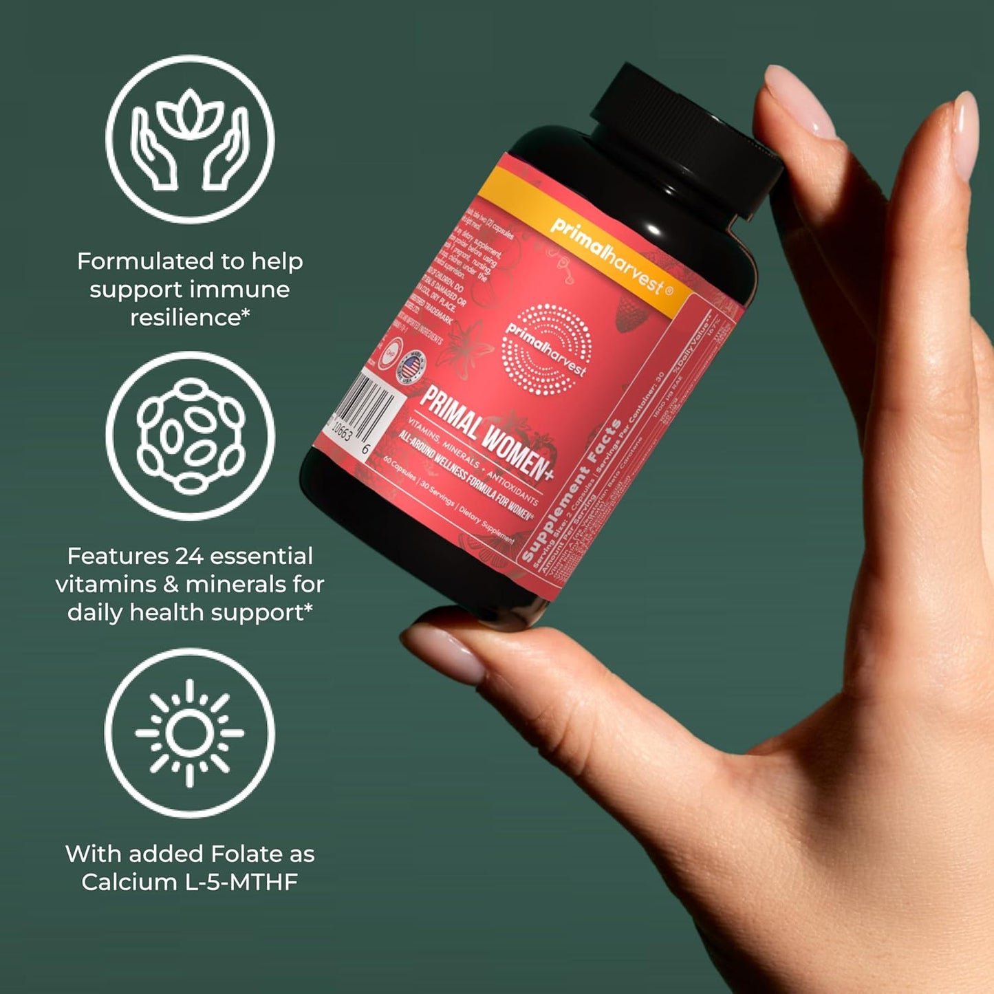 Primal Harvest Multivitamínico para mujeres Vitamina A, vitamina C,...