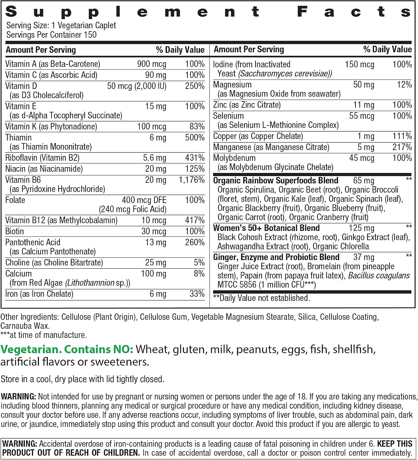 Rainbow Light Multivitamínico para Mujeres 50+, Vitamina C, D y Zin...