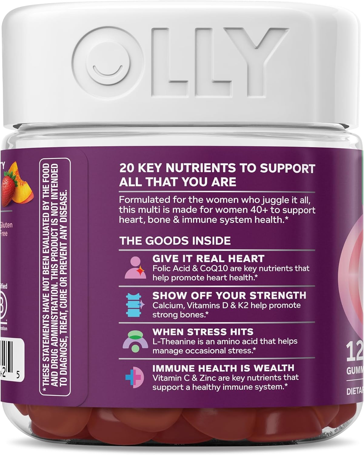 OLLY Más de 40 gomitas múltiples para mujer, 20 nutrientes clave má...
