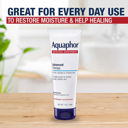 Aquaphor Ungüento Curativo de Terapia Avanzada, Protector de la Piel, Hidratante para Piel Seca, Tubo de 7 Onzas