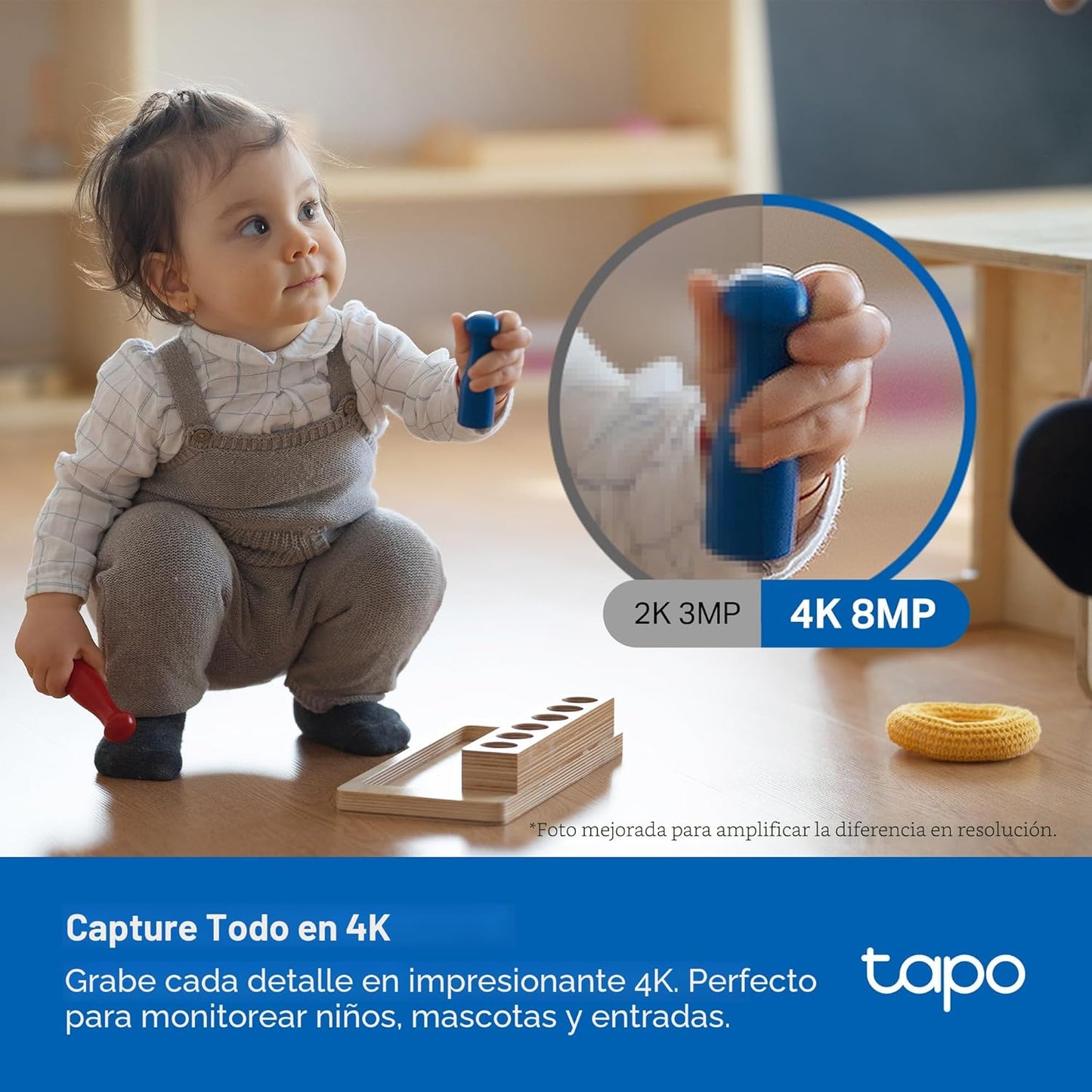 Tapo - Cámara de seguridad interior Pan\/Tilt de 4K para monitor de...