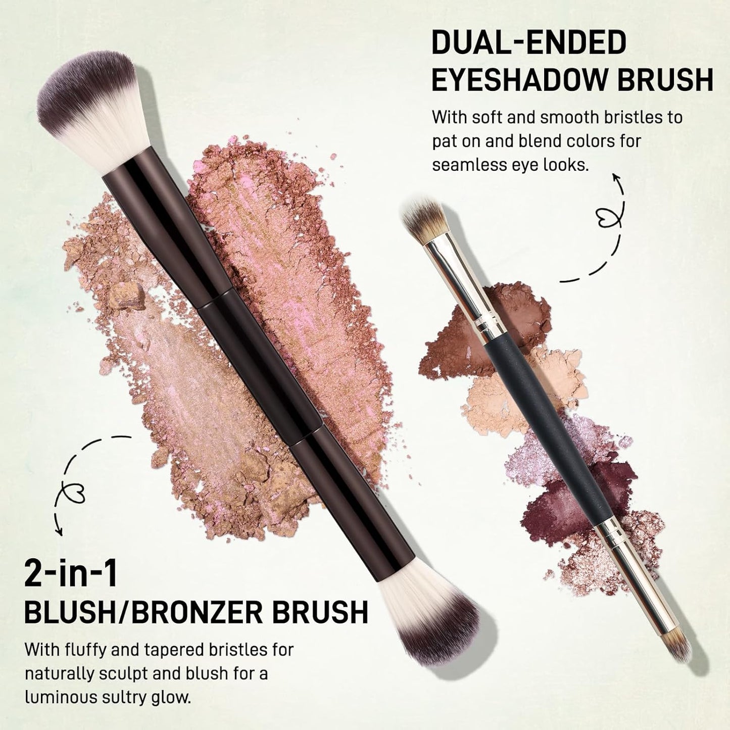 UCANBE Juego de paleta de maquillaje horneado de tamaño completo, incluye rubor, bronceador, 8 sombras de ojos y pinceles, pigmentado todo en uno para cara y ojos, kit de regalo de belleza de polvo