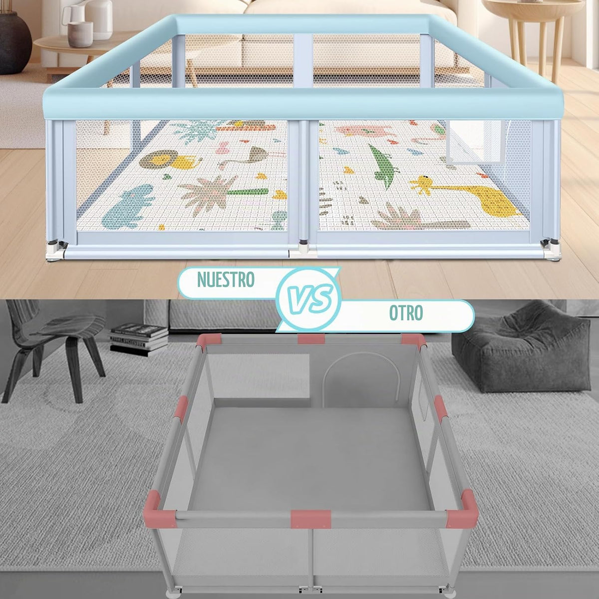 Fshibila corralito grande para bebés de 65" × 50", corralit...