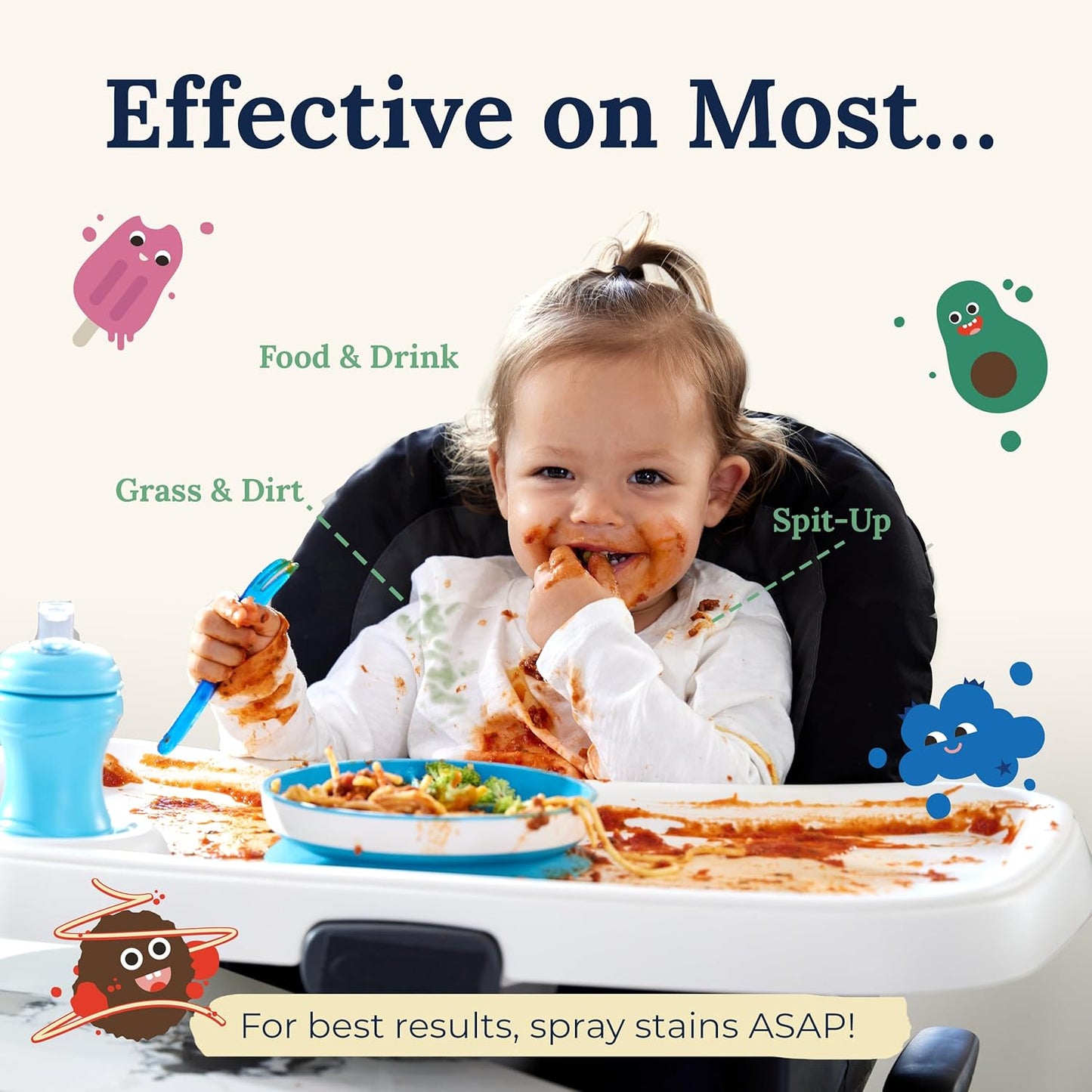 Miss Mouth's Messy Eater - Tratamiento de manchas - Spray de 16 oz y bolsa de repuesto de 16 oz