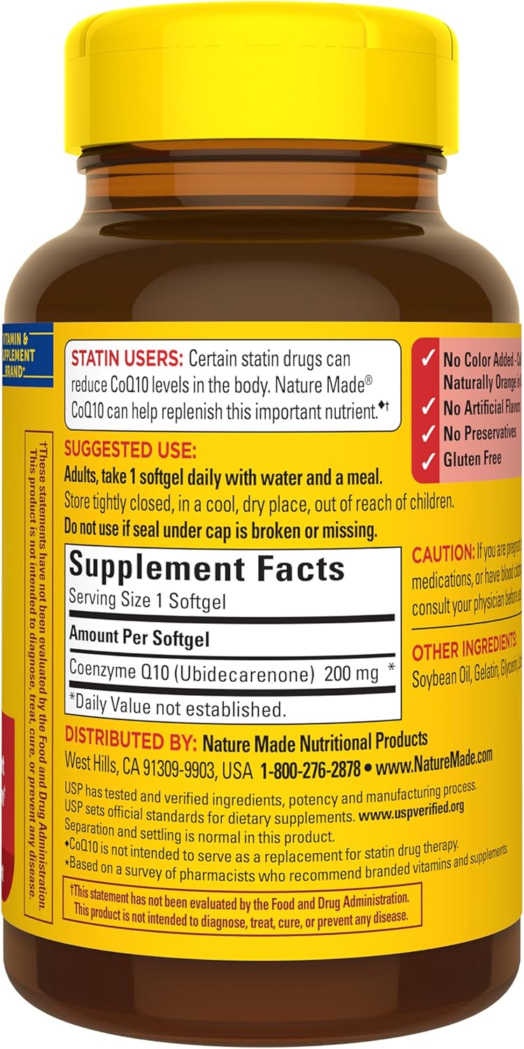 Nature Made Cápsulas blandas CoQ10 de 200 mg, suplemento dietético...