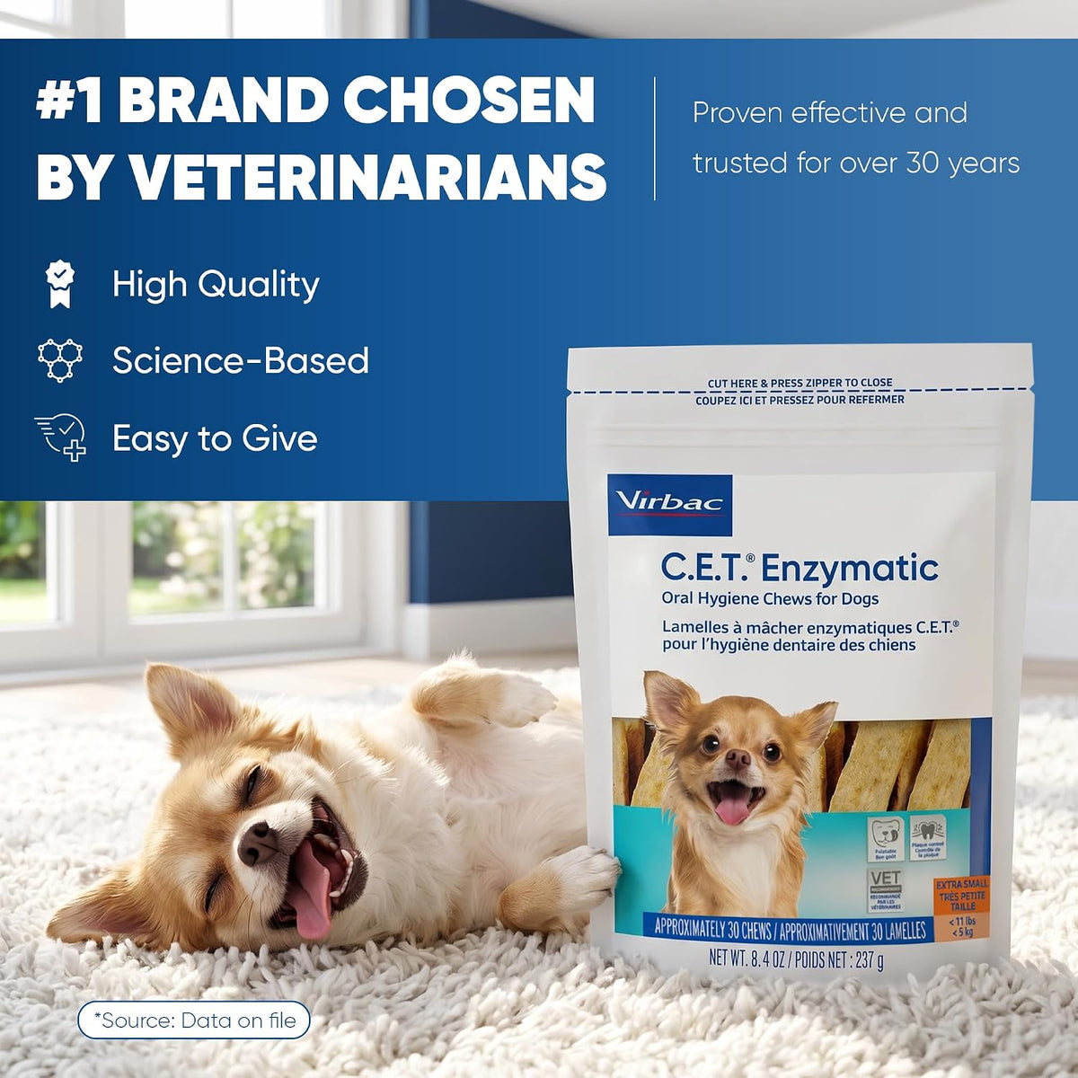 Virbac C.E.T. Enzymatic - Masticables de higiene oral para perros,...