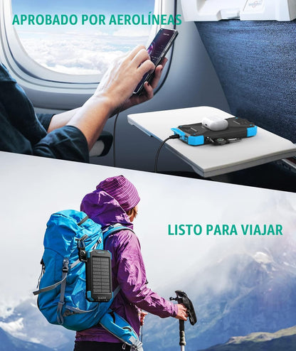 BLAVOR - Paquete de batería externa solar, cargador inalámbrico Qi...