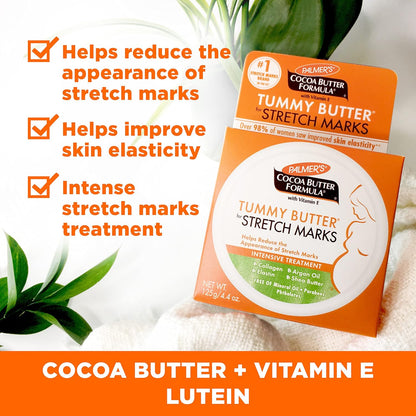 Kit de Cuidado de la Piel Palmer's con Fórmula de Manteca de Cacao para Estrías y Cicatrices, Aprobado por Dermatólogos, Regalo para Mamá, Juego de 4 Piezas de Tamaño Completo