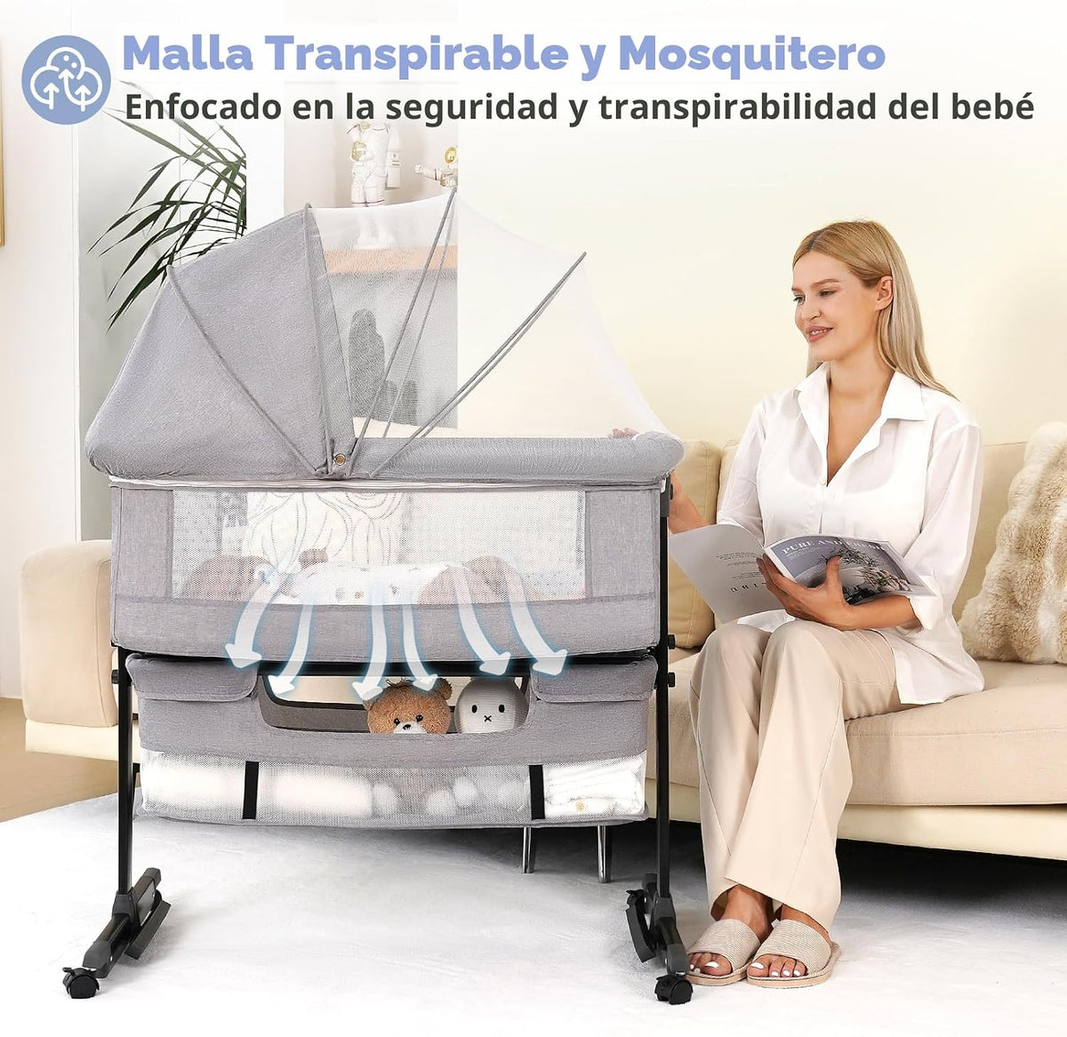 Cuna de bebé Semphis, cuna de 3 en 1 para colocar junto a la cama,...