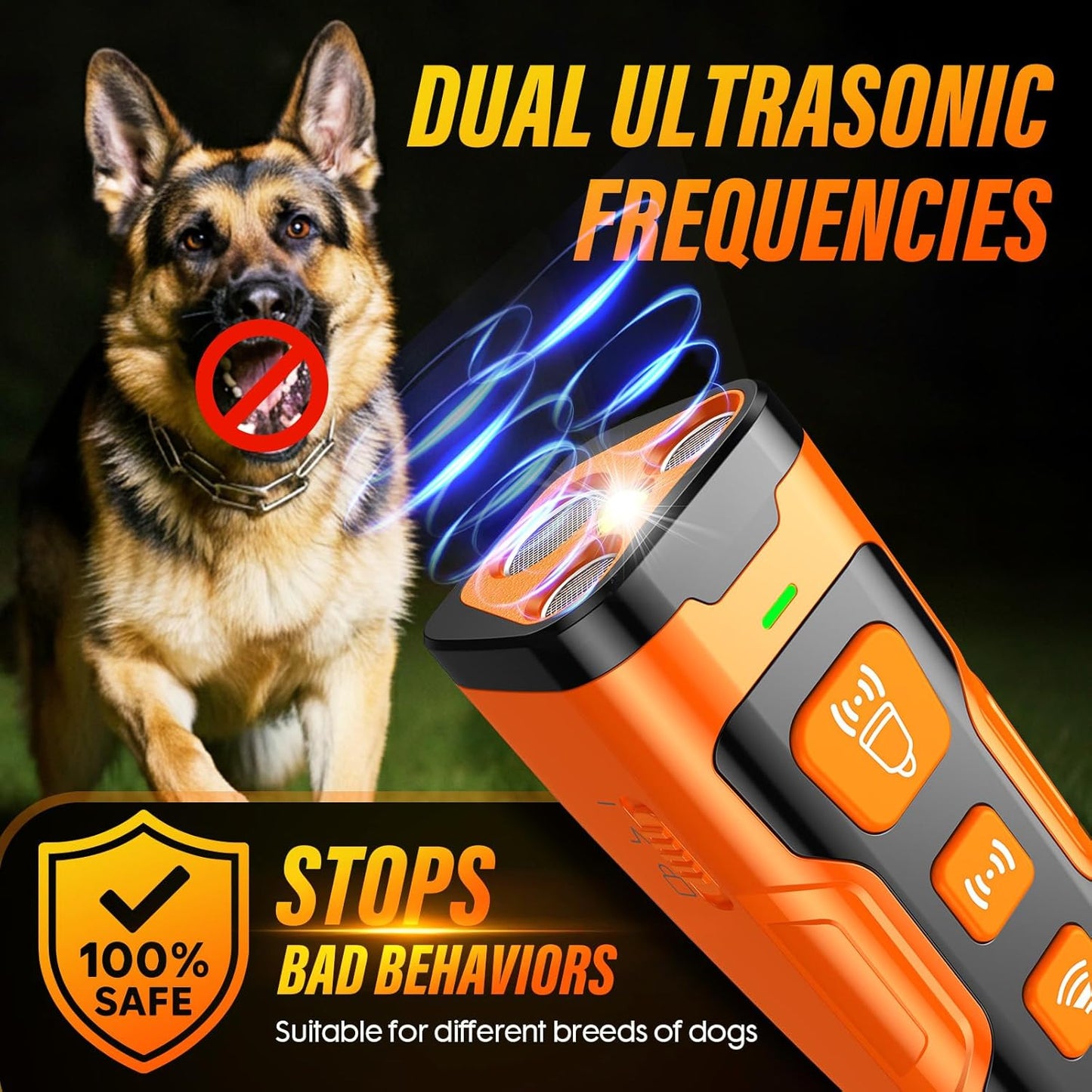 YUYQA Dispositivo disuasorio de ladridos de perro, 3 veces ultrasón...