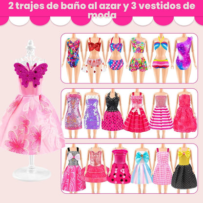 137 piezas de ropa y accesorios de muñeca para guardar en el armari...