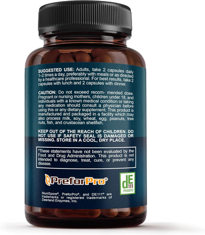 Probiótico, Prebiótico, Posbiótico y Enzimas Digestivas 4 en 1 Premium para Hombres y Mujeres – Apoya el Intestino, la Digestión y la Inmunidad – Salud Intestinal Completa con Pre, Post, Probióticos y