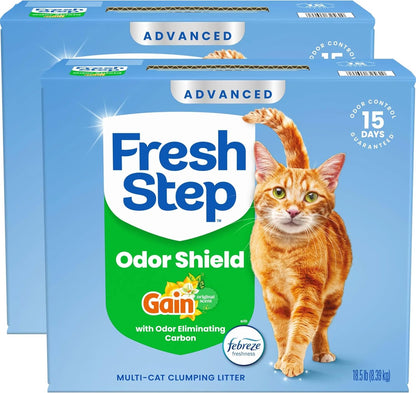 Fresh Step Advanced Odor Shield - Arena aglutinante para gatos con...