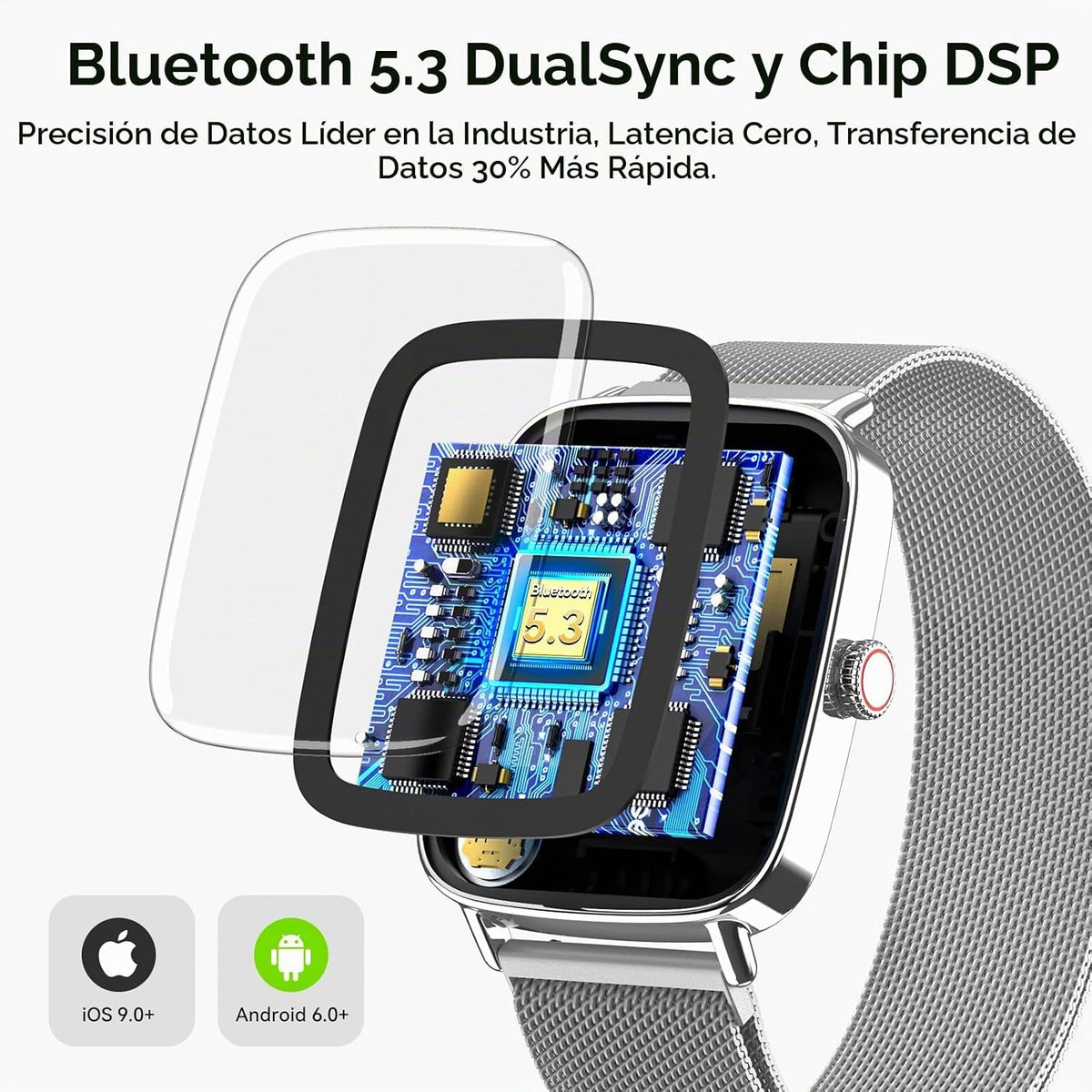 Tensky Reloj inteligente para mujer, 1.85 pulgadas HD AMOLED Fitnes...