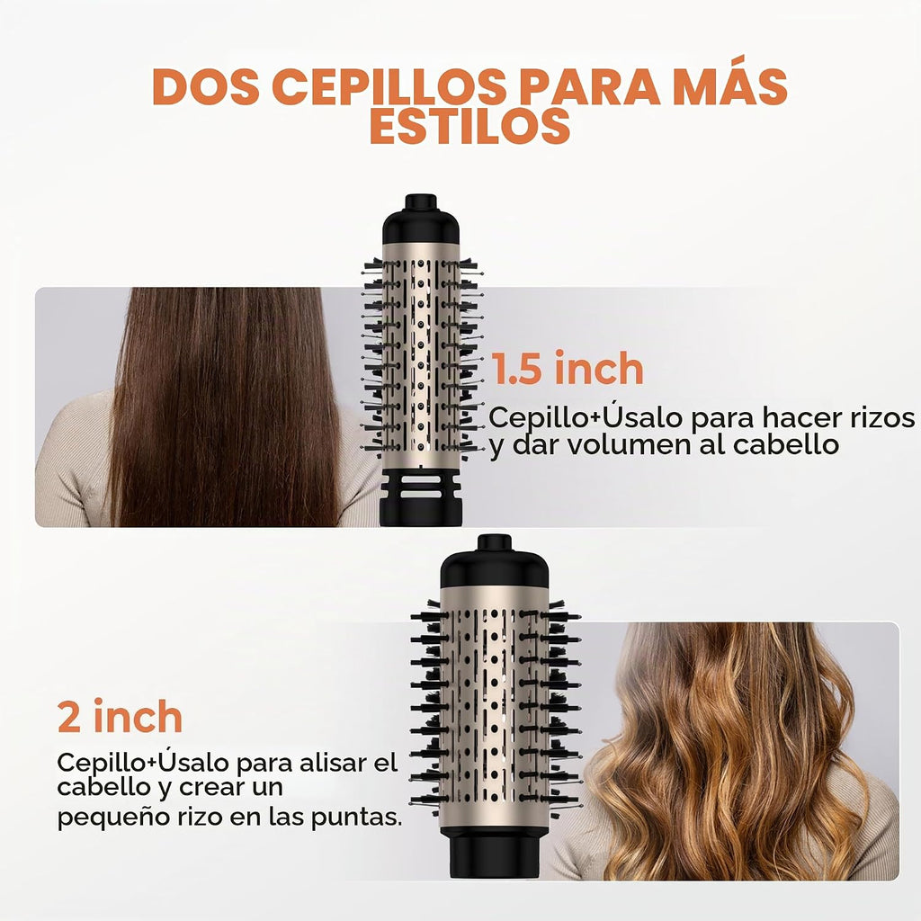 Cepillo secador de pelo giratorio 2 en 1, cepillo secador giratorio...
