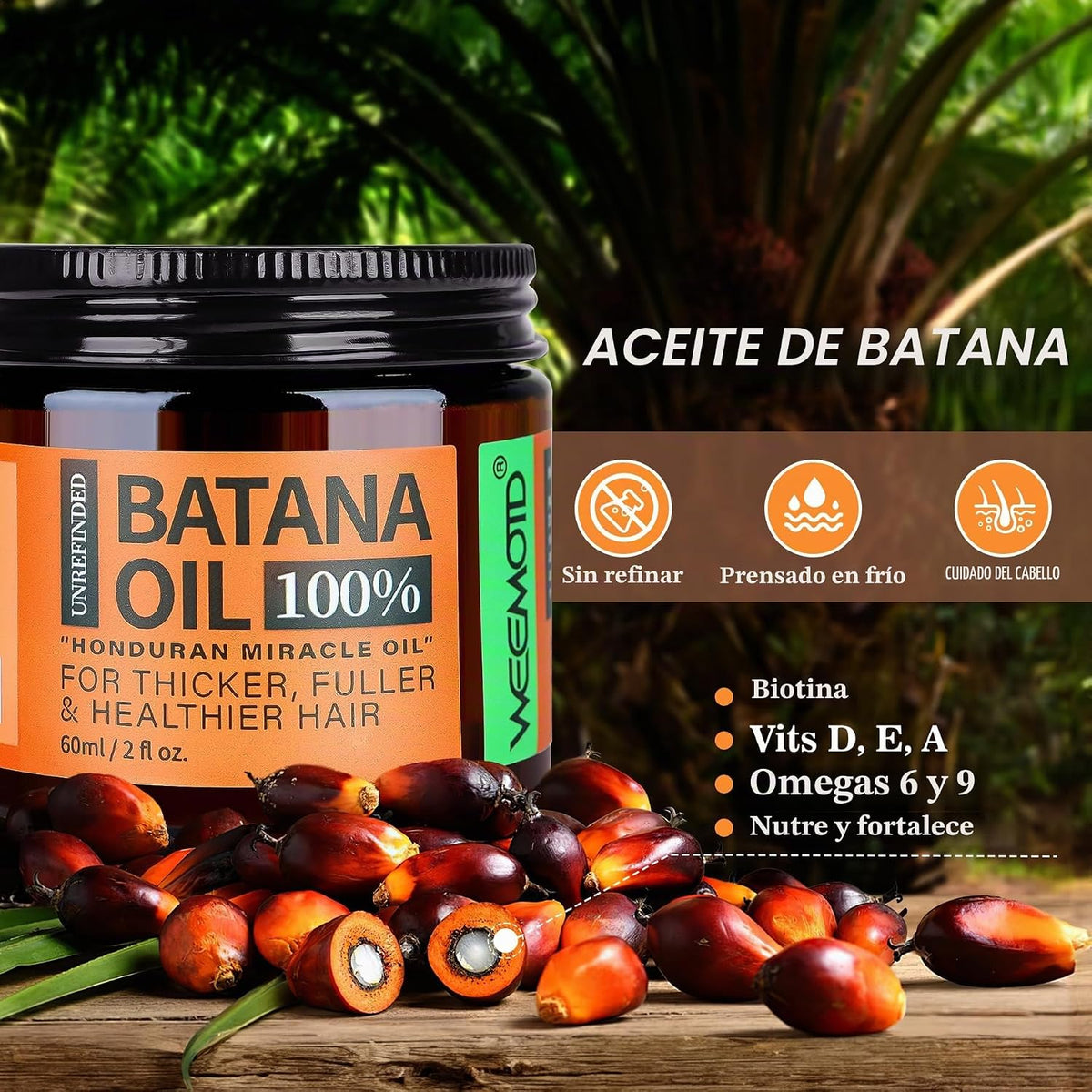 WEEMOTD Aceite de batana sin refinar para el crecimiento del cabell...
