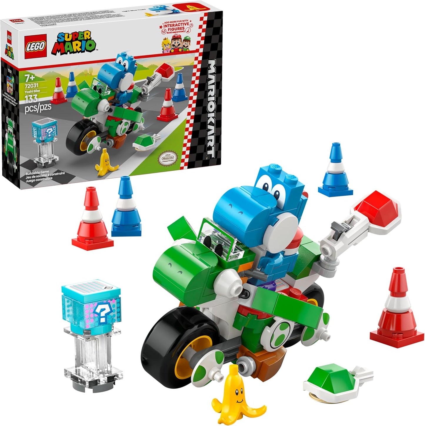 LEGO Super Mario: Bicicleta de Yoshi del Mario Kart - Juego de Construcción de Juguetes para Niños, Niños y Niñas, Edades 7+ - Juguete del Mario Kart para Fans con Yoshi Azul - Idea de Regalo para