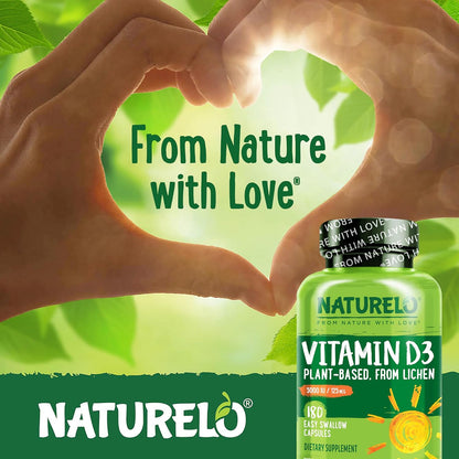 NATURELO Vitamina D - 5000 UI - Basada en plantas de liquen - Suple...